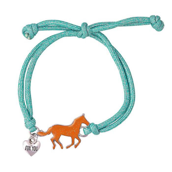 Türkises Stimmungsarmband mit orangem Pferd