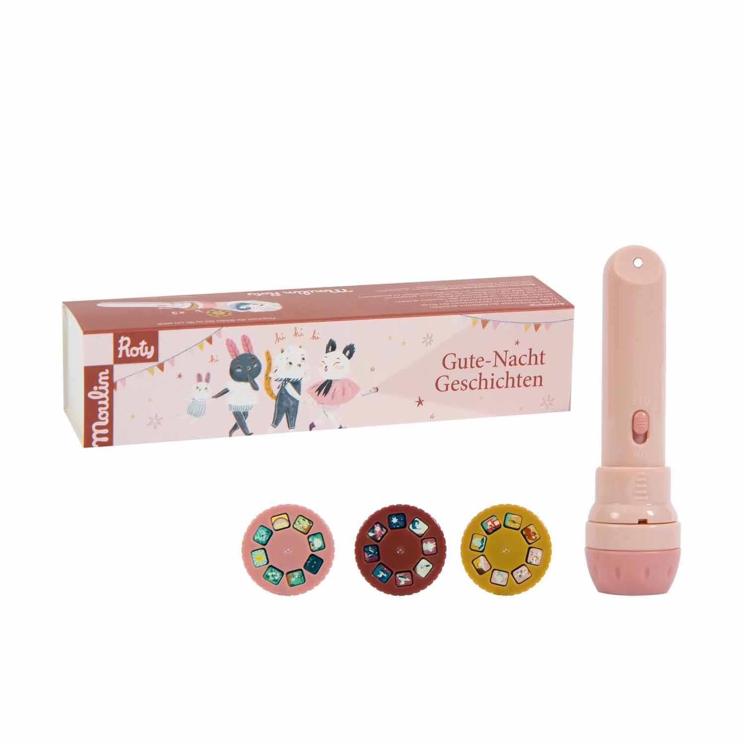 Projektionsleuchte apres la pluie mit Verpackung und Lampe und den drei auswechselbaren Blättchen