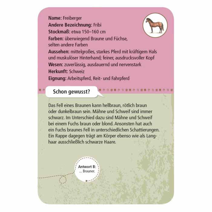 Rückseite der Entdeckerkarten für Kinder zum Thema Pferde und Ponys
