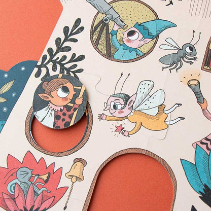 Pilzhaus-Innenseite des Sweet Dreams Puzzles – Figuren schlafen im gemütlichen Zimmer