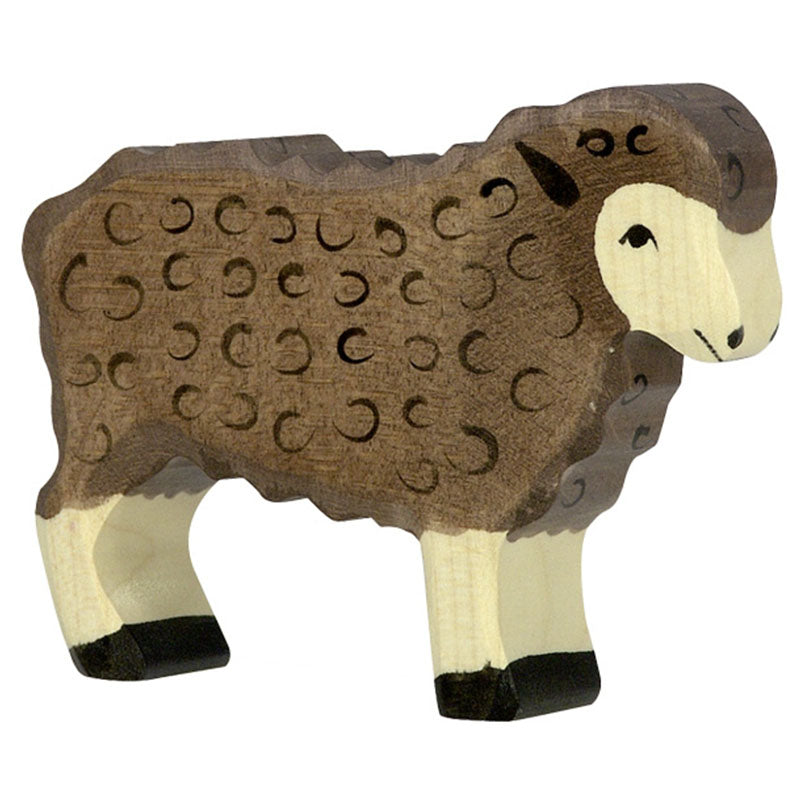 braune Schaf Holzfigur von Holztiger