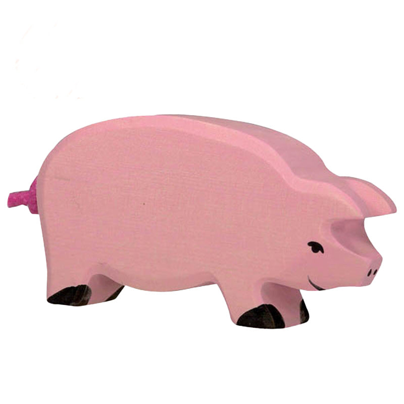 rosa Schwein Holzfigur von Holztiger