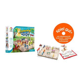 Spielaufbau und Verpackung des Spiels Schwing die Hufe für Kinder