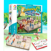 Spielsituation und Verpackung des Spiels Schwing die Hufe
