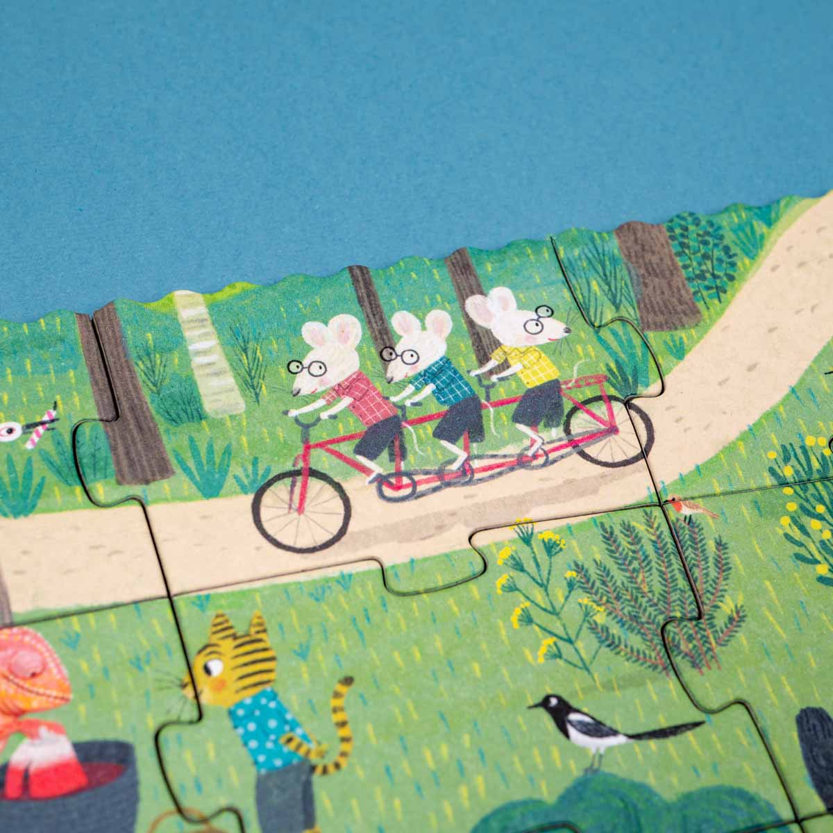 Detailansicht der Fahrrad Szene im Rätselpuzzle für Kinder