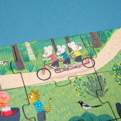 Detailansicht der Fahrrad Szene im Rätselpuzzle für Kinder