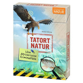 Vorderseite der Spielbox „Tatort Natur“ – Expedition Natur: „Löse 50 tierische Kriminalfälle“, Cover mit Seeadler, Fisch und Lupe.