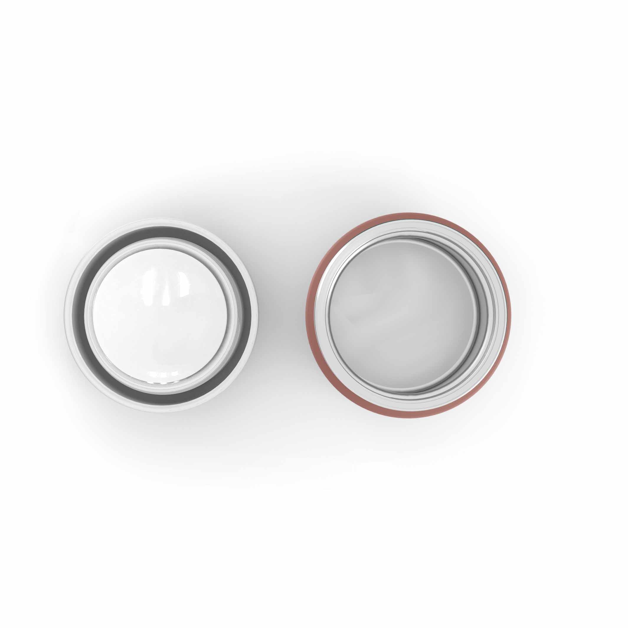 Geöffnete Monbento MB Capsule Füchse, in Ansicht von oben – isolierte Lunchbox mit Fuchs-Motiv aus Edelstahl, erhältlich im Waldpark Hochreiter.