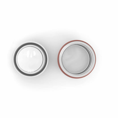 Geöffnete Monbento MB Capsule Füchse, in Ansicht von oben – isolierte Lunchbox mit Fuchs-Motiv aus Edelstahl, erhältlich im Waldpark Hochreiter.