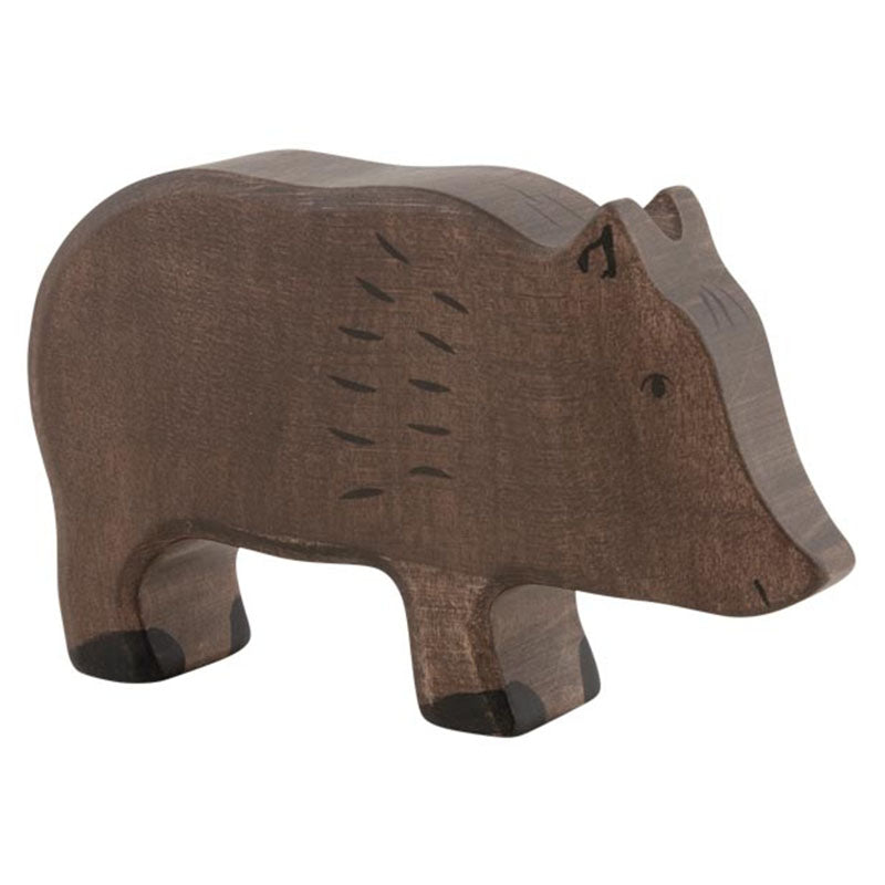 dunkelbraune wildschwein holzfigur von holztiger