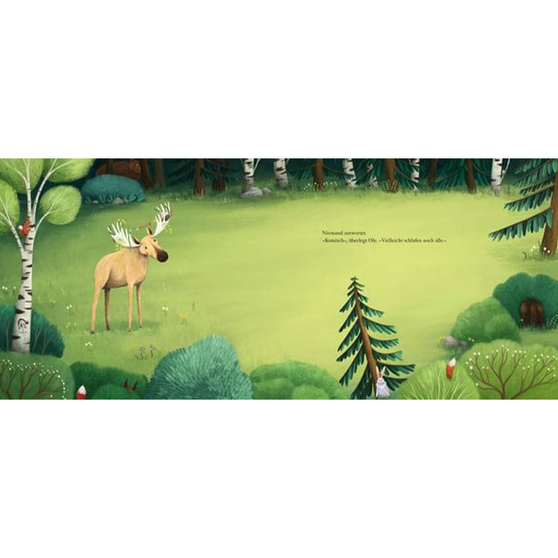 Buchseite: Der Elch steht allein im Wald