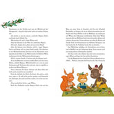 Buchseite mit Text und Illustration von Wilma, Fiona und Amalie beim Basteln.