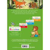 uchrückseite – Beschreibung des Buches mit Fuchs und Igel im Wald, Infos zur Bildermaus-Reihe.