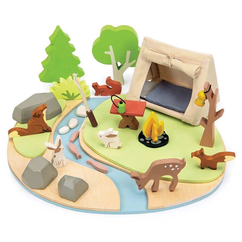 Camping-Abenteuer im Wald – Holzspielset