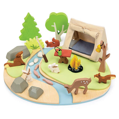 Camping-Abenteuer im Wald – Holzspielset