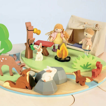 Camping-Abenteuer im Wald – Holzspielset