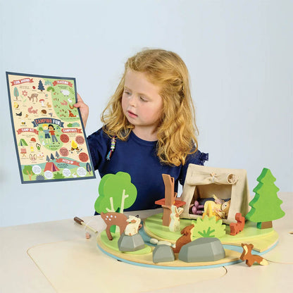 Camping-Abenteuer im Wald – Holzspielset