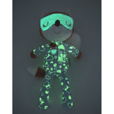 Leuchtendes Kuscheltier-Fuchs mit Schlafmaske und im Dunkeln fluoreszierendem Pyjama.