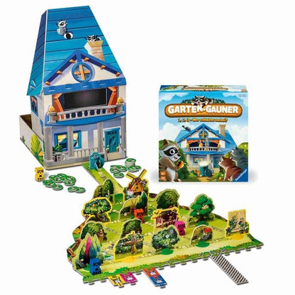 Spielaufbau des Brettspiels Garten Gauner