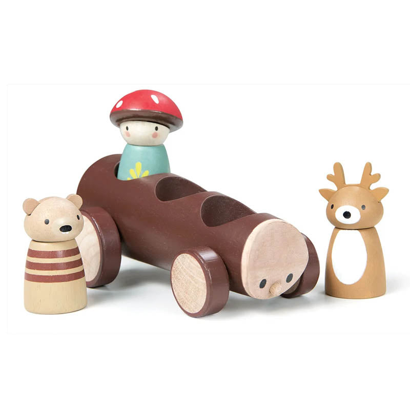 Holz-Taxi mit Waldfiguren