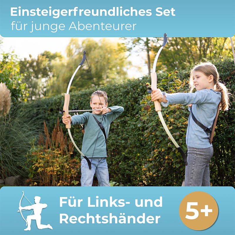Kinderbogen – Fiberglas &amp; Holz, mit Saugnapfpfeilen