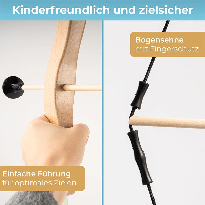 Kinderbogen – Fiberglas &amp; Holz, mit Saugnapfpfeilen