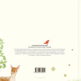 Buchrückseite des Freundebuchs „Kindergartenfreunde“ mit kurzer Beschreibung des Albums und kleiner Illustration eines Rehs unten links.