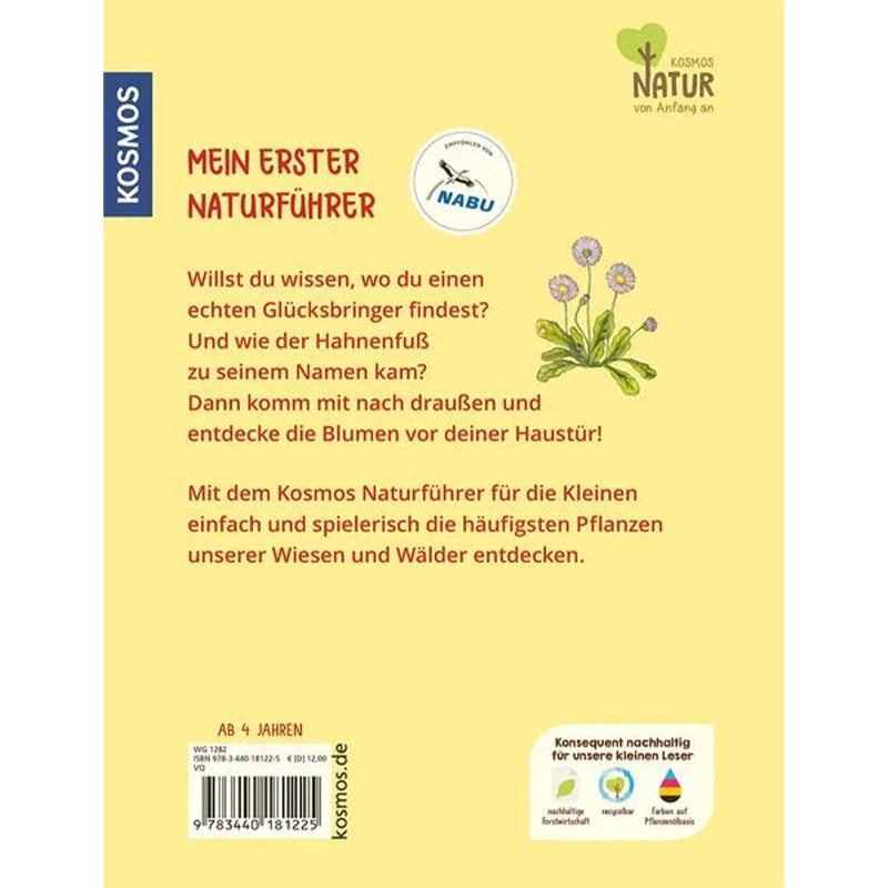 Rückseite – erklärt den spielerischen Zugang zu heimischen Blumen und Pflanzen, unterstützt vom NABU.