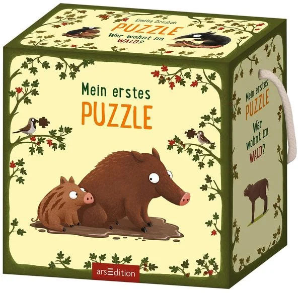 Kartonverpackung des Puzzles Wer wohnt im Wald für Kleinkinder