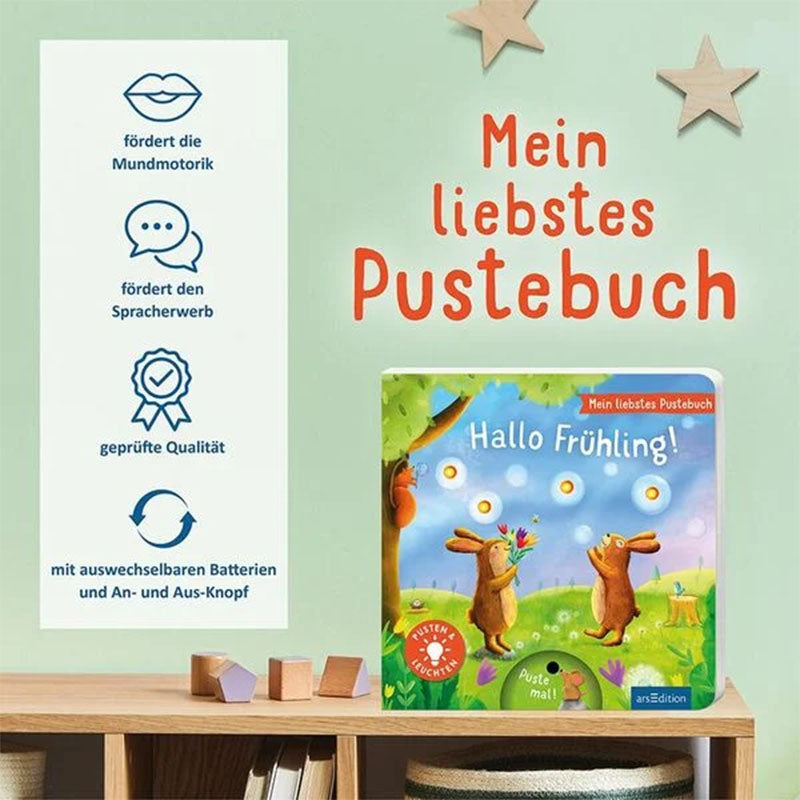 Buchrückseite – Präsentation des Pustebuchs mit Hinweisen zu Förderung und Funktionen