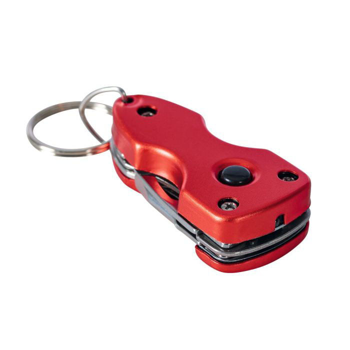 roter multitool anhänger in geschlossener Ansicht