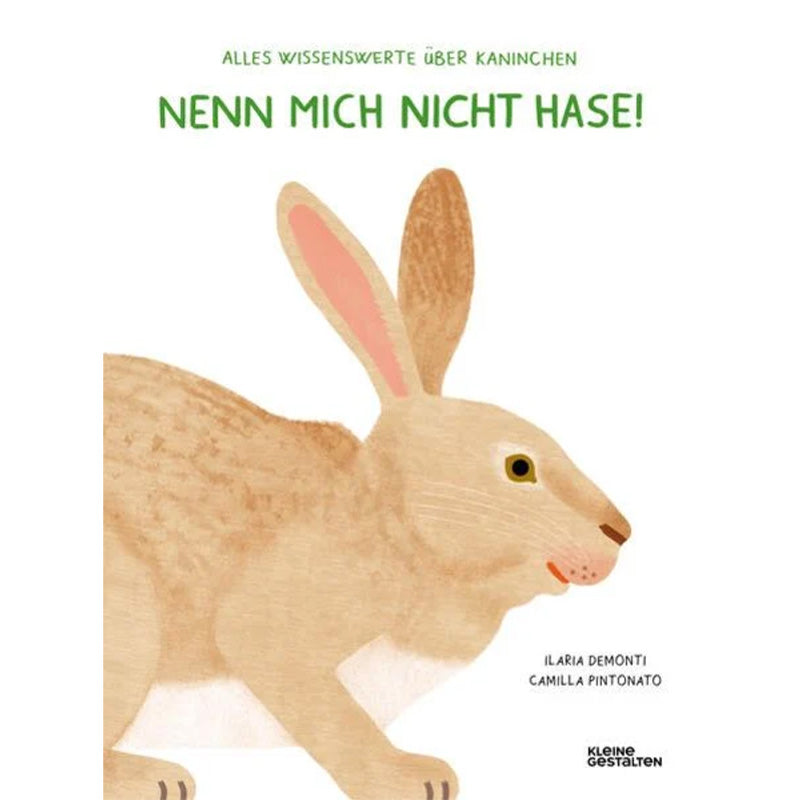 Buchcover „Nenn mich nicht Hase!“ – illustriertes Kaninchen auf weißem Hintergrund.