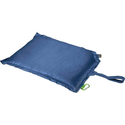 ausgerollte, selbstaufblasende Sitzmatte in Blau für Erwachsene und Kinder, perfekt zum Campen oder für den Outdoorausflug