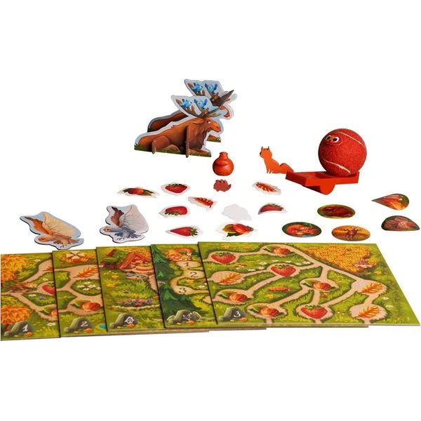 Spielsituation aus dem Brettspiel Speedy Roll &amp; Friends für Kinder