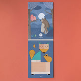 Verpackung des Holzpuzzles „The Fox & the Mouse“ von Londji mit einer illustrierten Szene im Wald bei Nacht – ein Fuchs sitzt neben einer kleinen Maus, umgeben von Bäumen und Mondlicht.