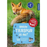 Buchcover mit Foto eines Fuchses auf einer Wiese, Titel „Welche Tierspur ist das? 50 Tiere, ihre Spuren und Bauten“.