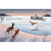 Inhaltsseite aus dem Buch "Wem gehört das Weihnachtsdings" mit Winterlandschaft