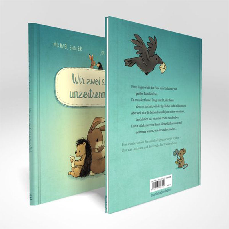 Vorder- und Rückseite des Buches Wir zwei sind unzertrennlich nebeneinander aufgestellt.